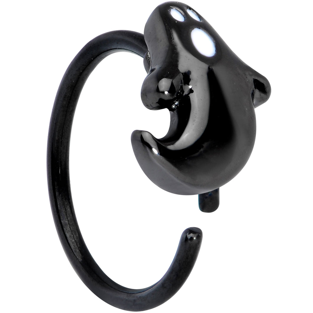 20G 5/16 Black Plated Howling Ghost Halloween Nose Hoop