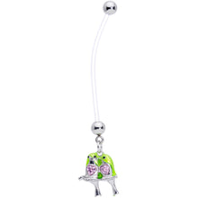 Pink Gem Green Little Lovebirds Twins Dangle Pregnancy Belly Ring