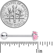 Pink CZ Gem Smooth Hemisphere Barbell Tongue Ring
