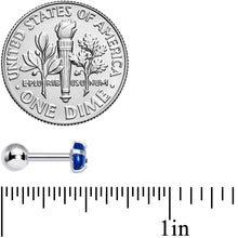 16G 1/4 Blue CZ Gem Smooth Hemisphere Cartilage Tragus Earring