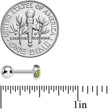 16G 1/4 Green CZ Gem Smooth Hemisphere Cartilage Tragus Earring