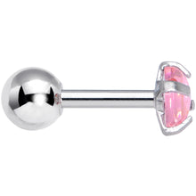 16G 1/4 Pink CZ Gem Smooth Hemisphere Cartilage Tragus Earring