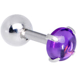 16G 1/4 Purple CZ Gem Smooth Hemisphere Cartilage Tragus Earring