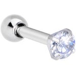 16G 1/4 Clear CZ Gem G23 Titanium 3mm Cartilage Tragus Earring