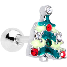16G 1/4 Red Gem Christmas Tree Cartilage Tragus Earring