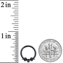16G 3/8 Black Gem Black Plated Bat Hinged Segment Ring
