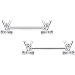 14G 9/16  Clear CZ Gem Crossed Golf Clubs Barbell Nipple Ring Set