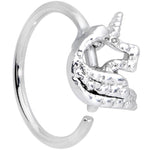 20G 5/16 Clear CZ Gem Silhouette Unicorn Nose Hoop