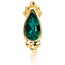 20G 5/16 Green Gem Gold Tone Teardrop Nose Hoop