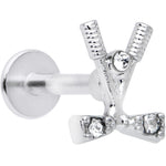 16G 5/16 Clear CZ Gem Crossed Golf Clubs Labret Monroe Tragus