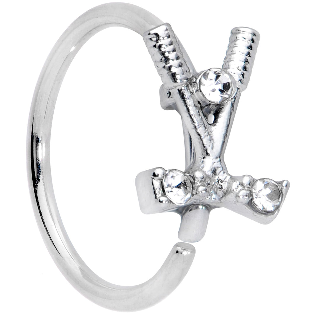20G 5/16 Clear CZ Gem Crossed Golf Clubs Nose Hoop