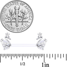 14G 9/16 Clear CZ Gem Bioplast Swan Queen Barbell Nipple Ring Set
