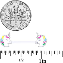 14G 9/16 Clear Bioplast Pastel Unicorn Barbell Nipple Ring Set