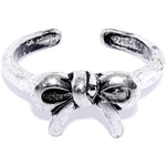 Rhodium Plated Pretty Bow Toe Ring