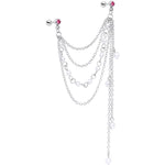 16G 1/4 Pink Gem Multiple Dangle Cartilage Chain Earring