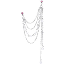 16G 1/4 Pink Gem Multiple Dangle Cartilage Chain Earring
