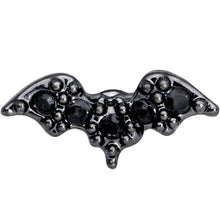 16G 1/4 Black Gem Black Bat Halloween Cartilage Tragus Earring