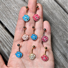 Clear Gem Pink Rose Reversible Belly Ring