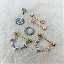 16G 3/8 Aurora Gem Paved Septum Clicker