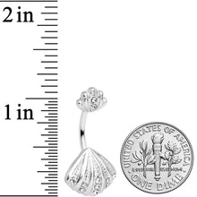 Clear Gem Nautical Scallop Shell Double Mount Belly Ring