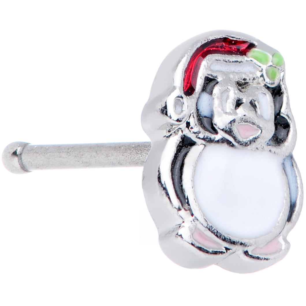 20G 1/4 Black White Red Santa Penguin Christmas Nose Bone