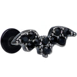 16G 5/16 Black Gem Black Bat Halloween Labret Monroe Tragus