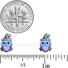 14G 9/16 Clear Bioplast Witch Owl Halloween Nipple Ring Set