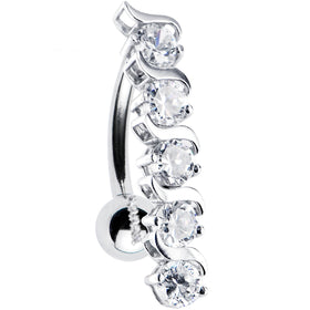 16G Solid 14K White Gold TOP DROP Cubic Zirconia DELIGHT Belly Ring