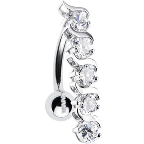 16G Solid 14K White Gold TOP DROP Cubic Zirconia DELIGHT Belly Ring