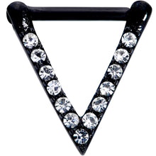 16G 5/16 Clear CZ Gem Black Sleek Triangle Septum Clicker