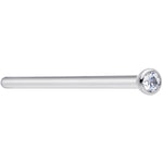 18G 3/4 Clear CZ Gem Grade 23 Titanium Fishtail Nose Ring 2mm
