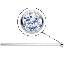 20G 3/4 Clear CZ Gem Grade 23 Titanium Fishtail Nose Ring 2mm