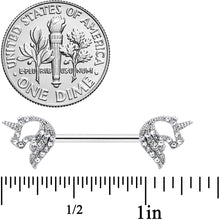 14G 9/16 Clear Gem Silhouette Unicorn Barbell Nipple Ring Set