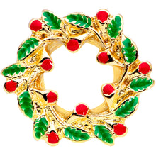 Happy Holiday Wreath Christmas Double Flare Plug Set 4G to 1 Inch