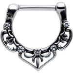 16G 5/16 Clear Gem Graceful Bows Septum Clicker