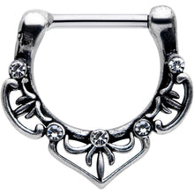 16G 5/16 Clear Gem Graceful Bows Septum Clicker
