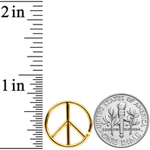 16G 1/4 Gold Tone Retro Peace Sign Closure Ring