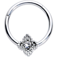 16G 3/8 Clear Gem Textured Cross Septum Clicker
