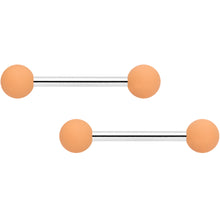 14G 9/16 Tan White Matte Barbell Nipple Ring Set of 4
