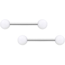 14G 9/16 Hot Pink White Matte Barbell Nipple Ring Set of 4