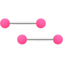 14G 9/16 Hot Pink White Matte Barbell Nipple Ring Set of 4