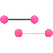 14G 9/16 Hot Pink Grey Matte Barbell Nipple Ring Set of 4