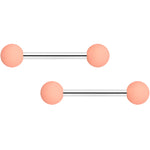 14G 9/16 Peach Matte Barbell Nipple Ring Set