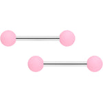14G 9/16 Petal Pink Matte Barbell Nipple Ring Set