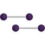 14G 9/16 Dark Purple Matte Barbell Nipple Ring Set