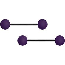 14G 9/16 Dark Purple Matte Barbell Nipple Ring Set