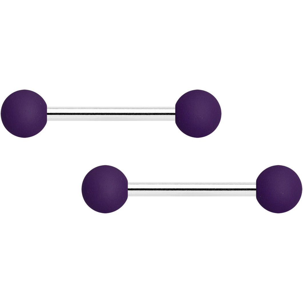 14G 9/16 Dark Purple Matte Barbell Nipple Ring Set