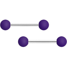 14G 9/16 Purple Matte Barbell Nipple Ring Set