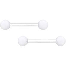14G 9/16 White Matte Barbell Nipple Ring Set