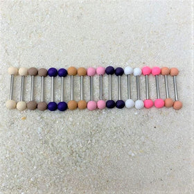 14G 9/16 Hot Pink Matte Barbell Nipple Ring Set